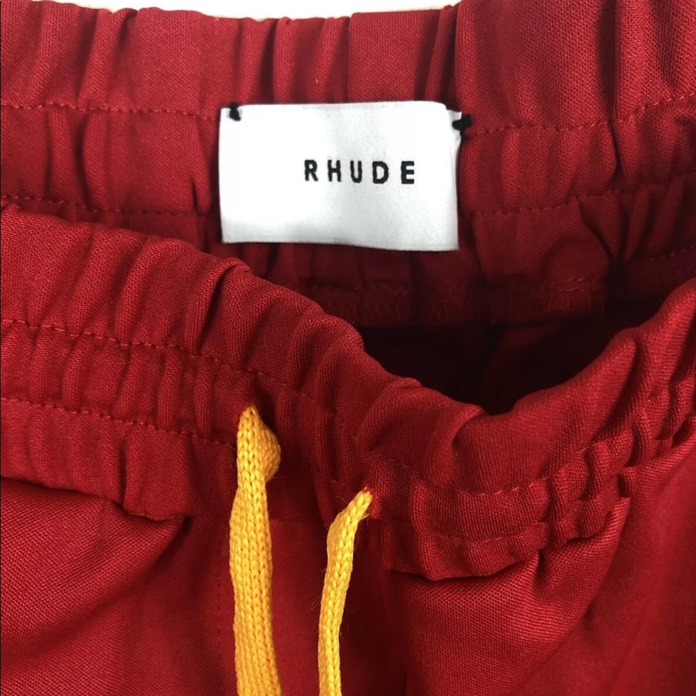 RHUDE Red Rayon Gold Side Stripe Traxedo Pants Med - Picture 7 of 11